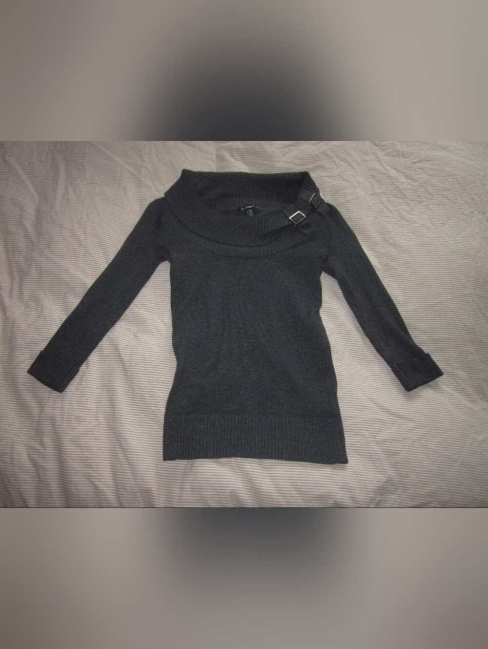 Le Chateau Off-Shoulder Buckle Sweater
